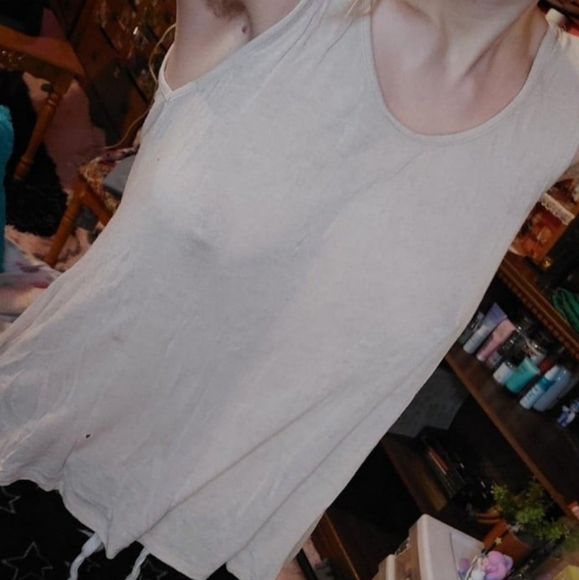 Wetseal semi sheer leopard print back panel fishtail tank top - Picture 6 of 7